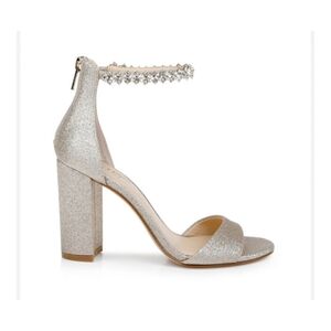 NEW Badgley Mischka Collection Louise Ankle Strap Sandal Women 6.5 Silver Formal